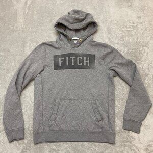 Vintage Abercrombie & Fitch Hoodie Mens Medium Gray Muscle Distressed Spellout